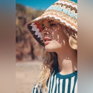 Peter Grimm True Character for Free People Wave Crochet Straw Bucket Hat